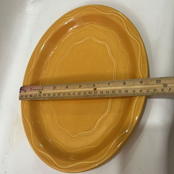 Syracuse USA Oval Plate Serving Platter Sunny Saffron Yellow Orange Heavy China - Picture 4 of 14